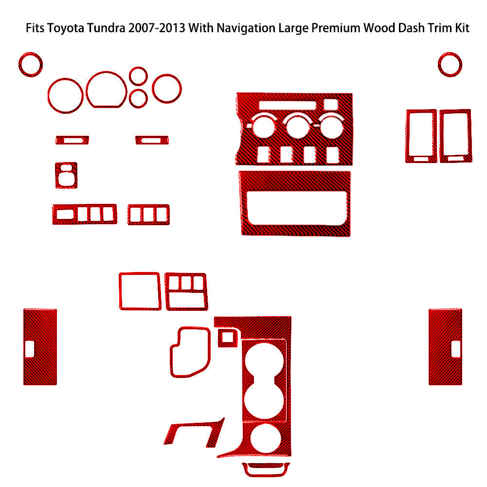27Pcs Red Carbon Fiber Interior Full Kit Cover Trim for Toyota Tundra 2007-2013