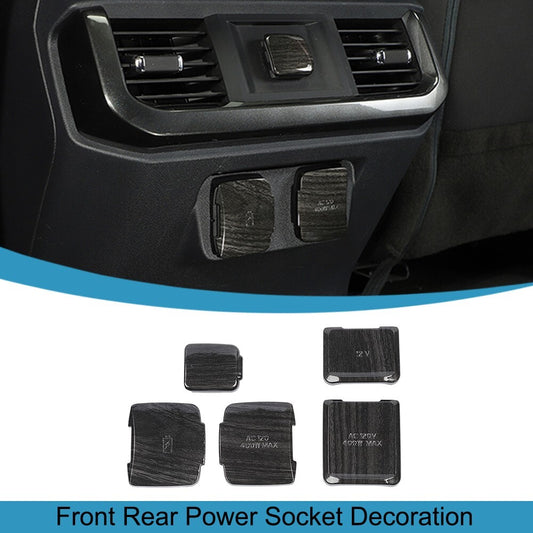 Black Wood Front Rear Power/USB Socket Cover Trim for Ford F150 2021 2022 2023