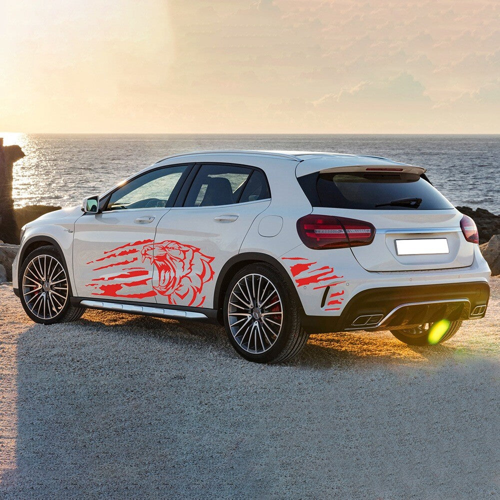 2x Car Decals Red Tiger Graphics Stickers Car Body Stickers Vinyl Car Tattoo
