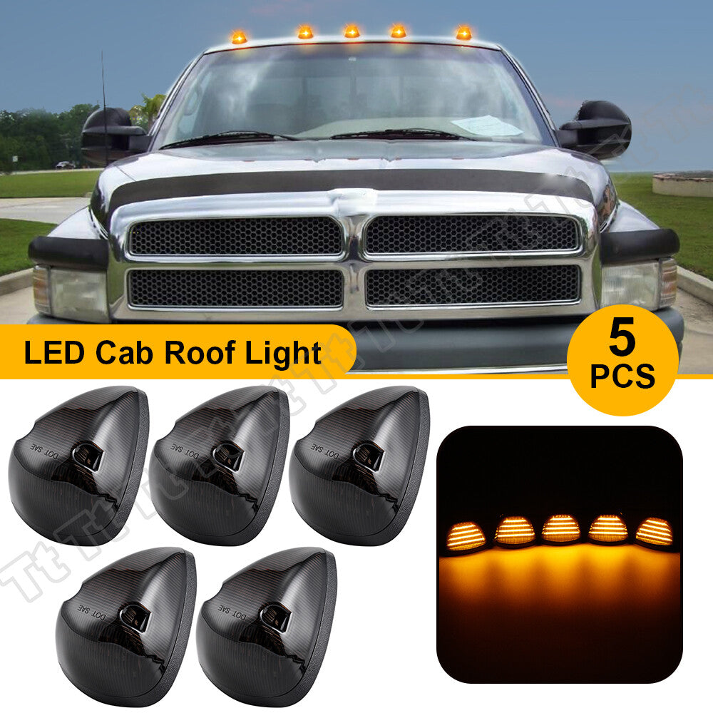 Five yellow LED roof-mounted cab marker lights for 1994-1998 for Dodge for Ram 1500 2500 3500