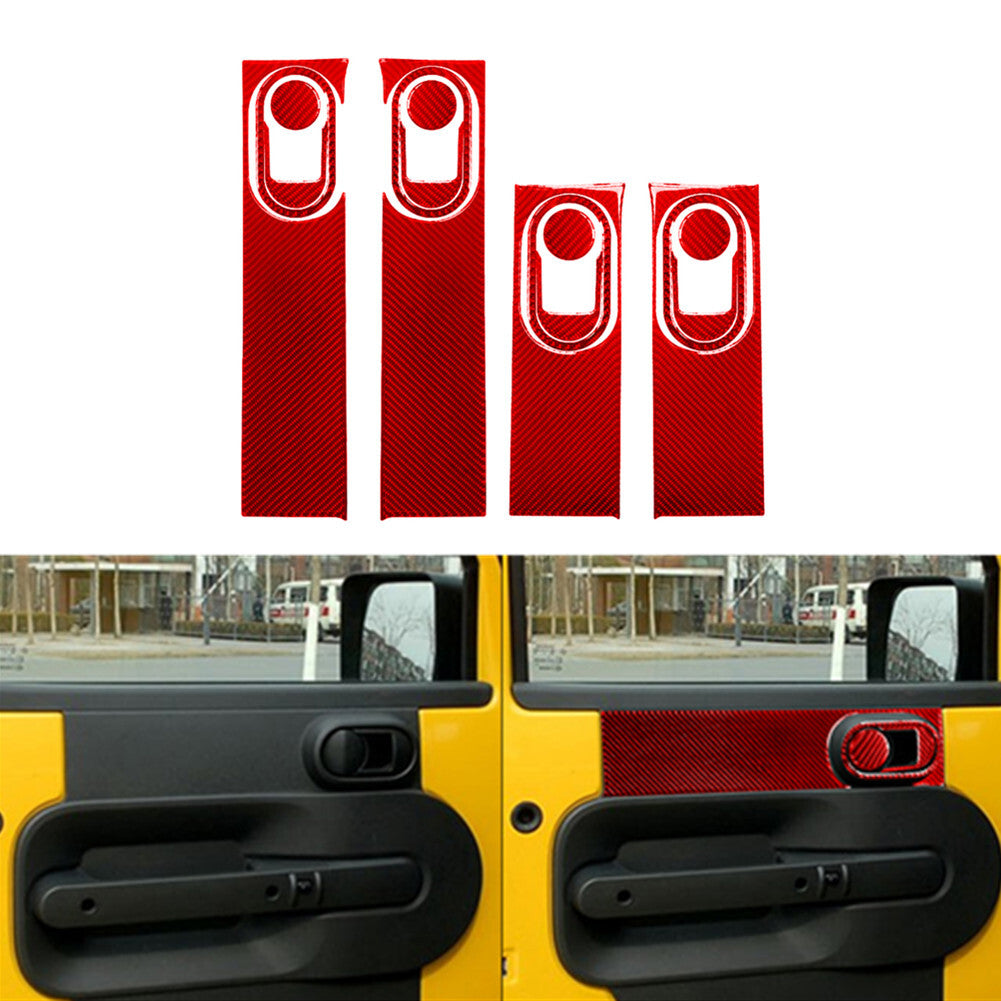 16Pcs Red Carbon Fiber Door Handle Frame Cover Trim for Jeep for Wrangler 2007-2010