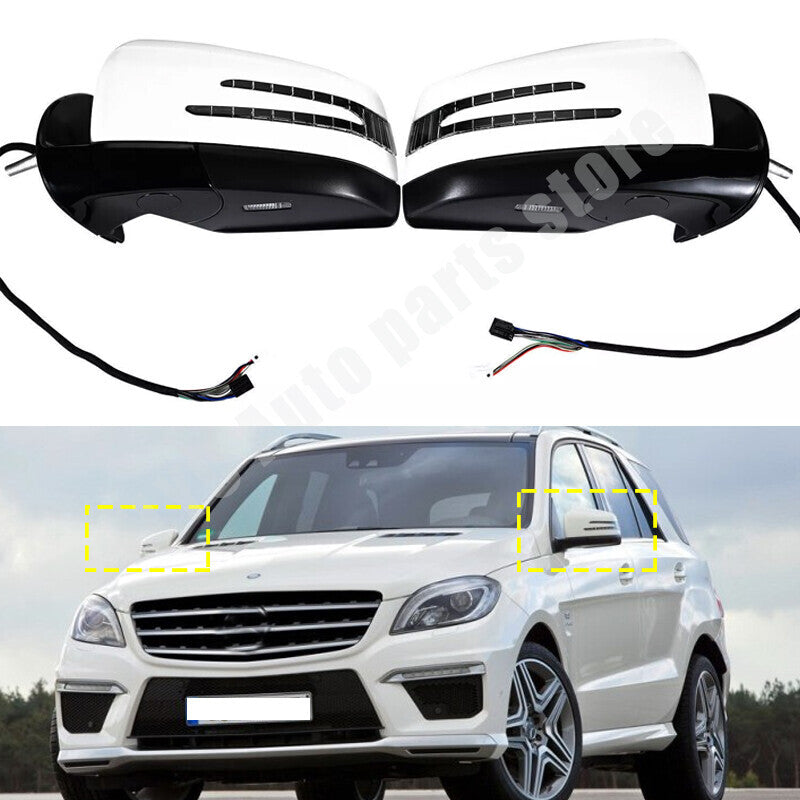For 2005-2011 for Mercedes Benz M GL class ML63 ML350 White Side Door Mirror 2Pc