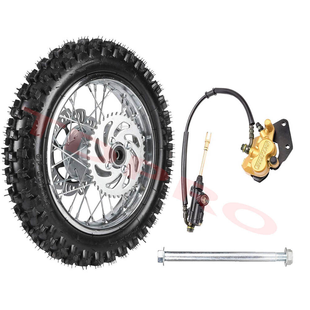 3.00-12 80/100-12 Rear Tire Rim Assembly Pit Bike 12-inch Wheel Kit Cooler SSR 125