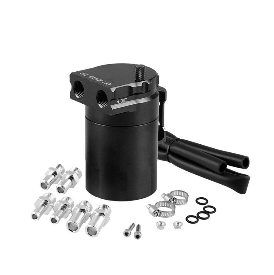 Black Aluminum Alloy Car 300ml Oil Catch Can Kit Reservoir Tank Breather Baffled