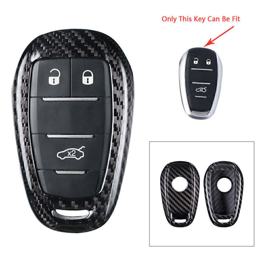 Carbon Remote Key Fob Shell Cover Case for Alfa Romeo for Stelvio SilverBlack