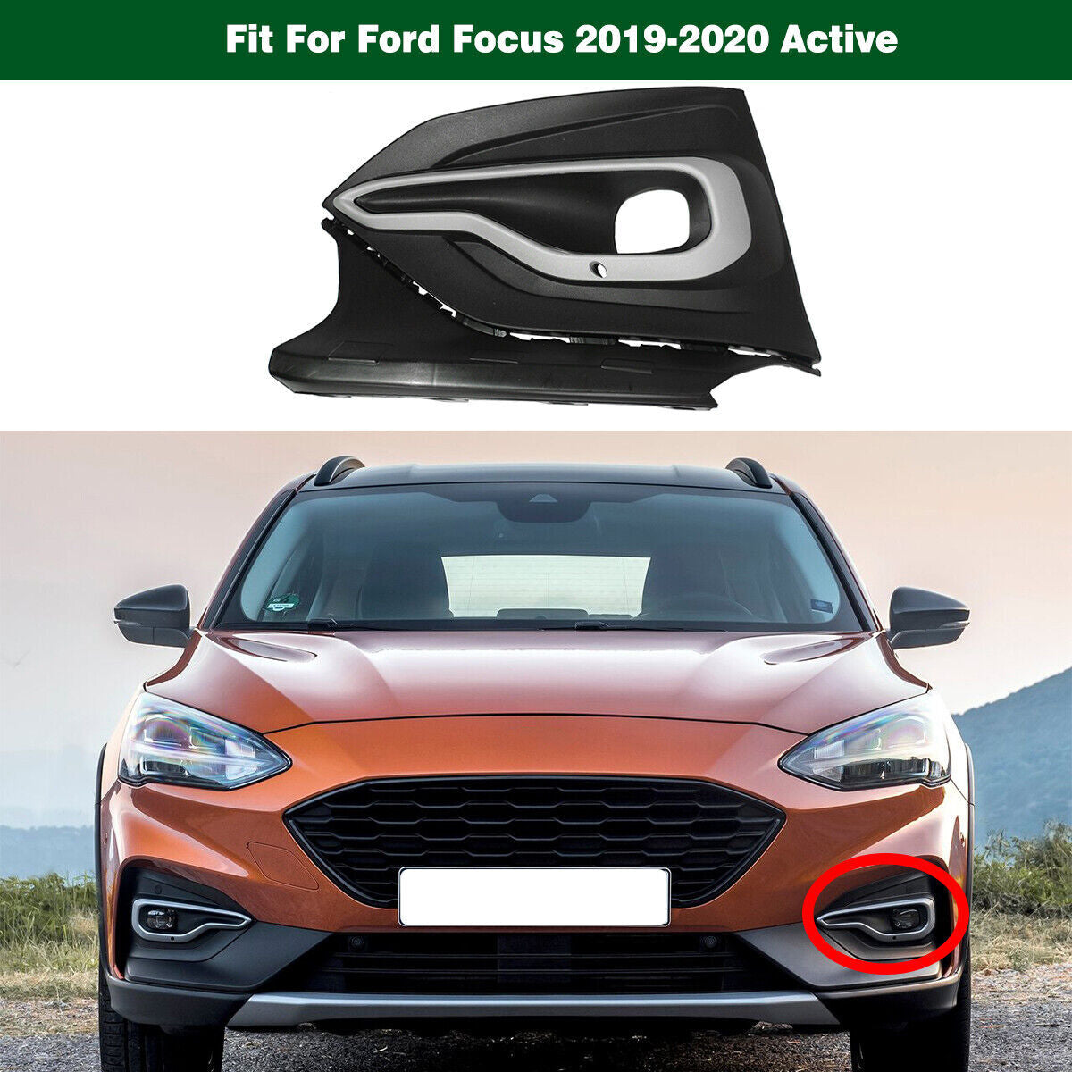 Front Bumper Fog Light Cover Trim Bezel Left Fit for Ford Focus 2019-2020 Active