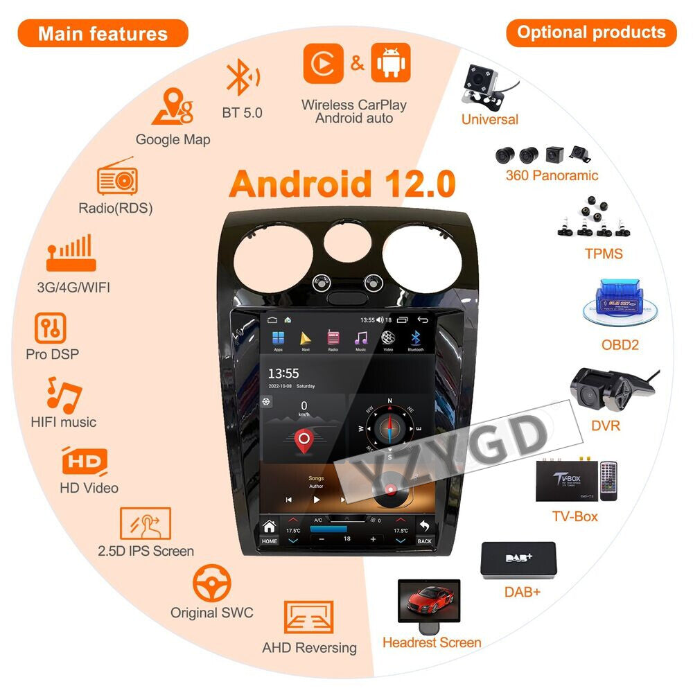 Android Carplay Radio for Bentley for Continental GT 2004-2011 Stereo Video Player