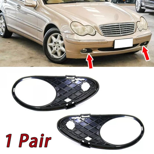 1 Pair for Mercedes-Benz C230 2003-2007 Front Bumper Fog Light Trim Cover