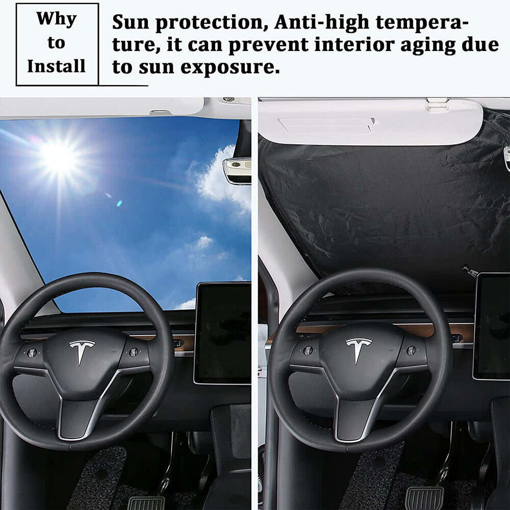 for Tesla 3/Y Car Large Windshield Sun Shade UV Block Foldable Sun Cover Visor