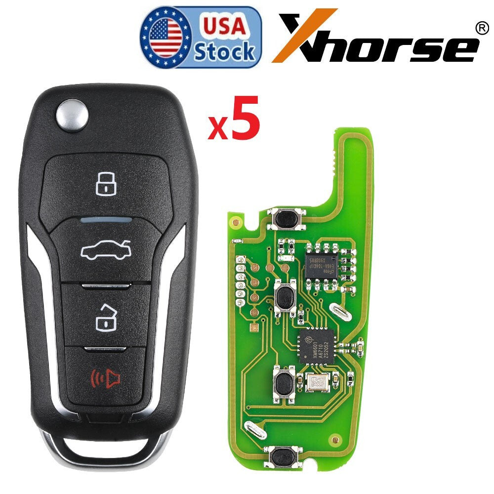5Pcs Universal Wire Remote Key for Ford Flip Condor 4 Buttons XKFO01EN HK