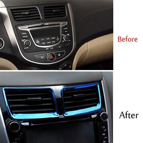 Fit for Hyundai Accent 2012-2017 Blue Steel Middle Console Air Outlet Vent Trim
