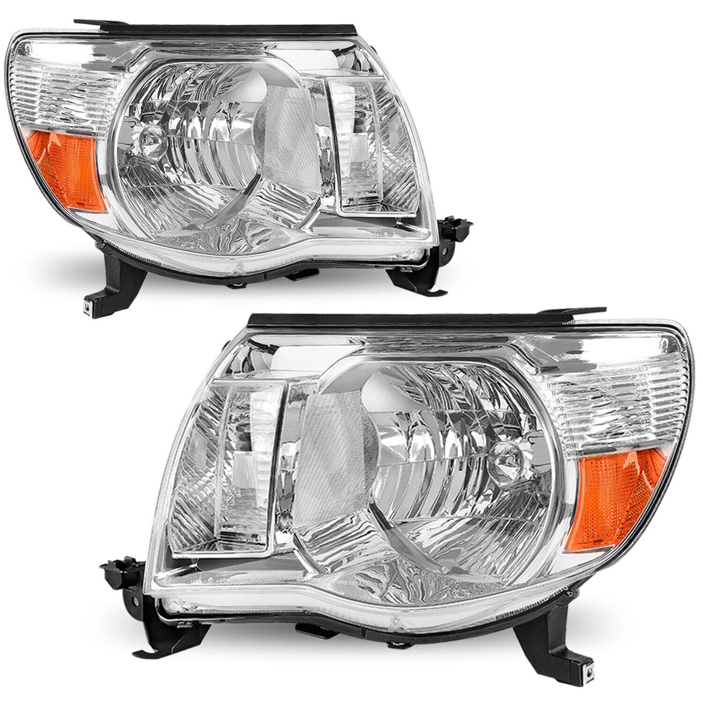 Pair of amber corner lights for chrome headlight assemblies on 2005-2011 for Toyota Tacoma vehicles.