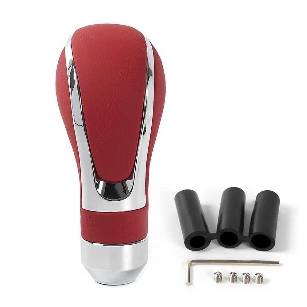 Red Universal Leather Automatic Car Shift Knob Manual Gear Stick Shifter Lever