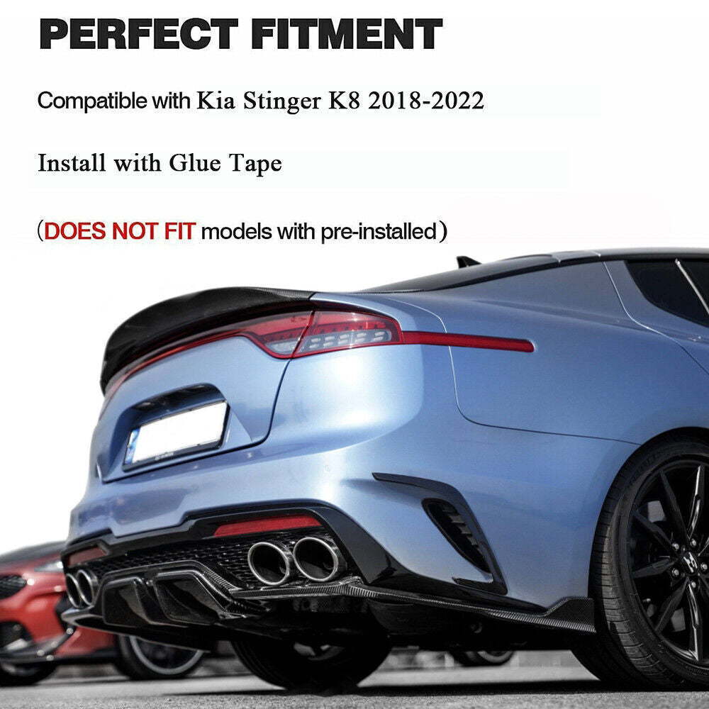 For 2018-2022 for Kia Stinger Real Carbon Rear Bumper Side Vent Canard Fins Trim 2Pc