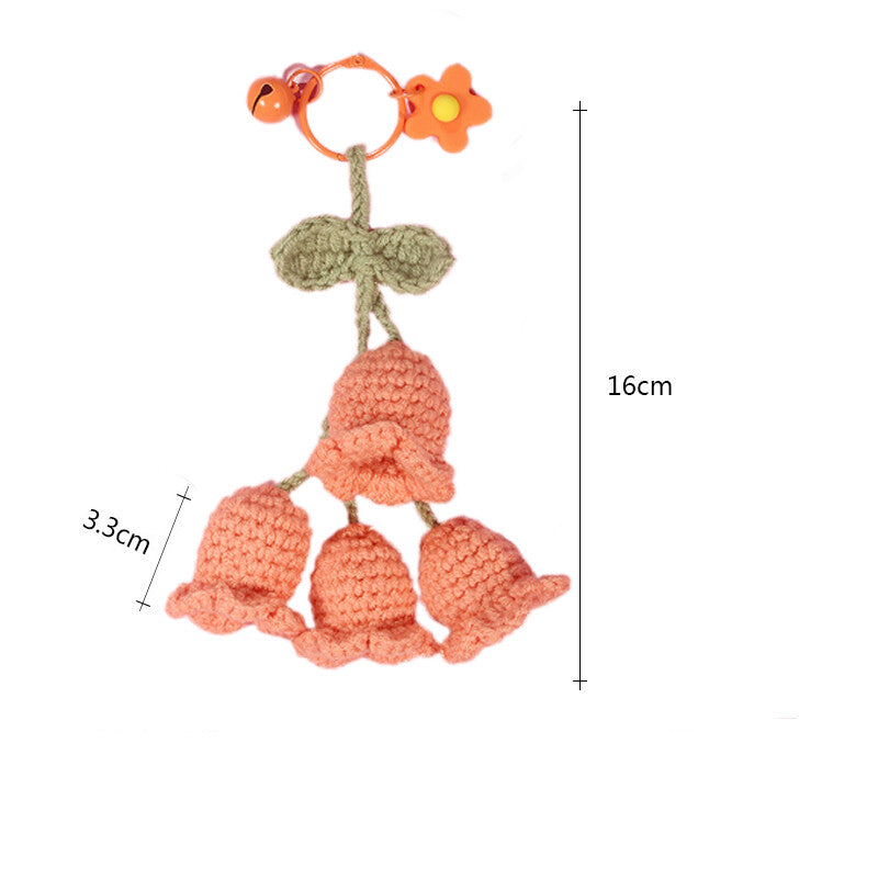 1Pc Hand-woven Bellflower Pendant for Rearview Mirror Hanging Accessory Orange