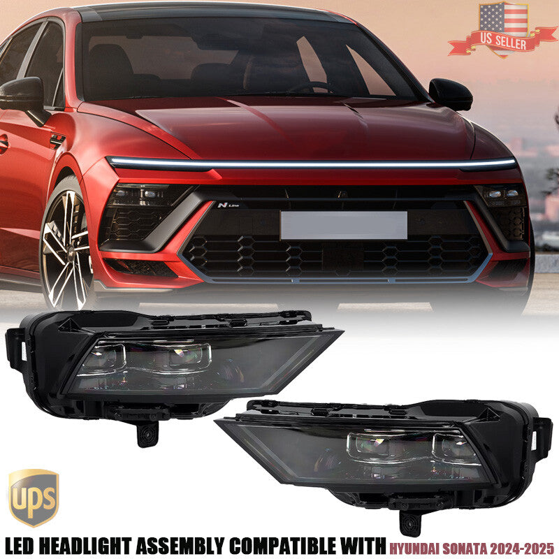 Double Beam LED Headlight Assembly For 2024-2026 for Hyundai Sonata LH RH Pair Set