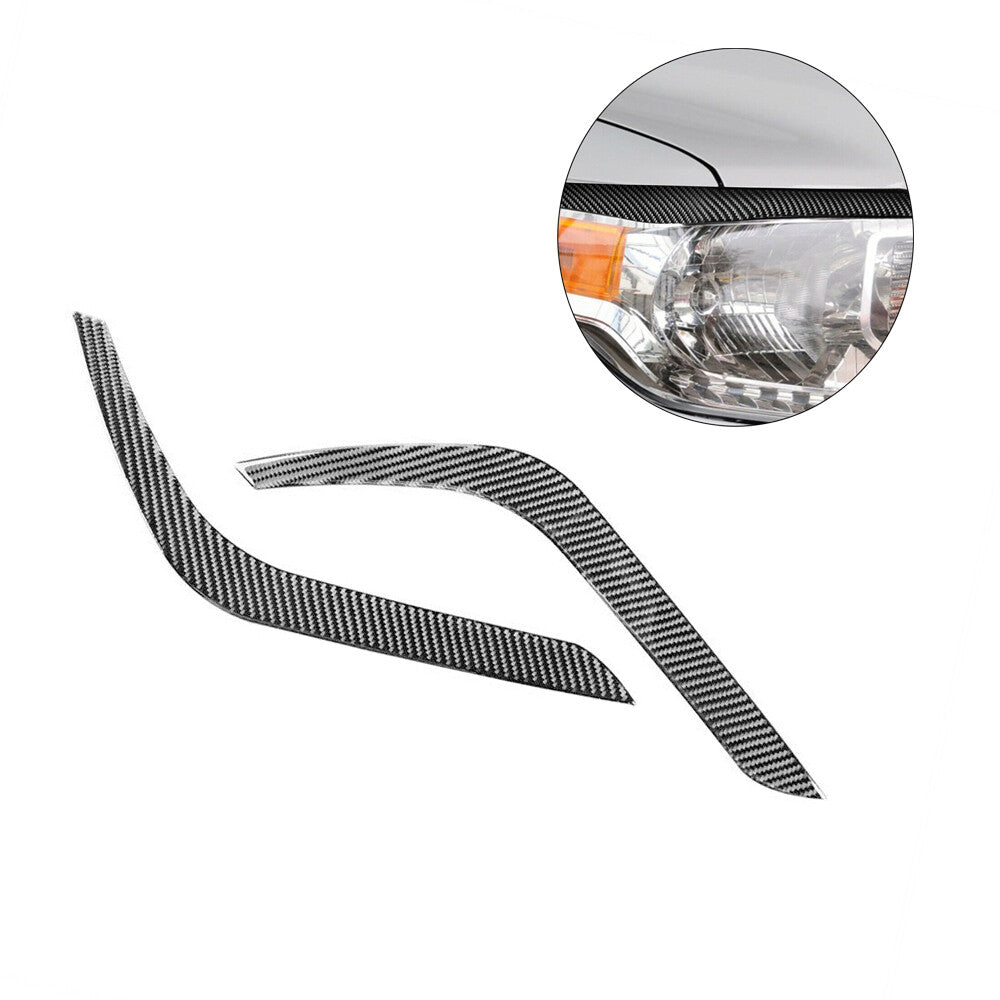2X Carbon Fiber Headlight Eyelids Eyebrow Cover Trim for Toyota Tundra 2014-2018