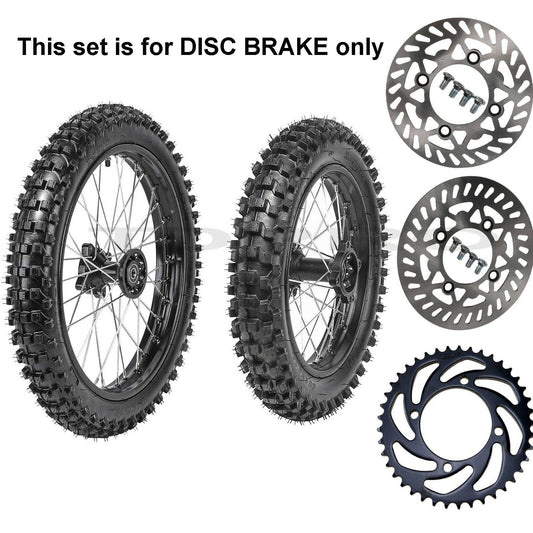 15mm 60/100-14 80/100-12 tire and rim kit for Taodao SSR 110cc 125 CRF70 bicycles.