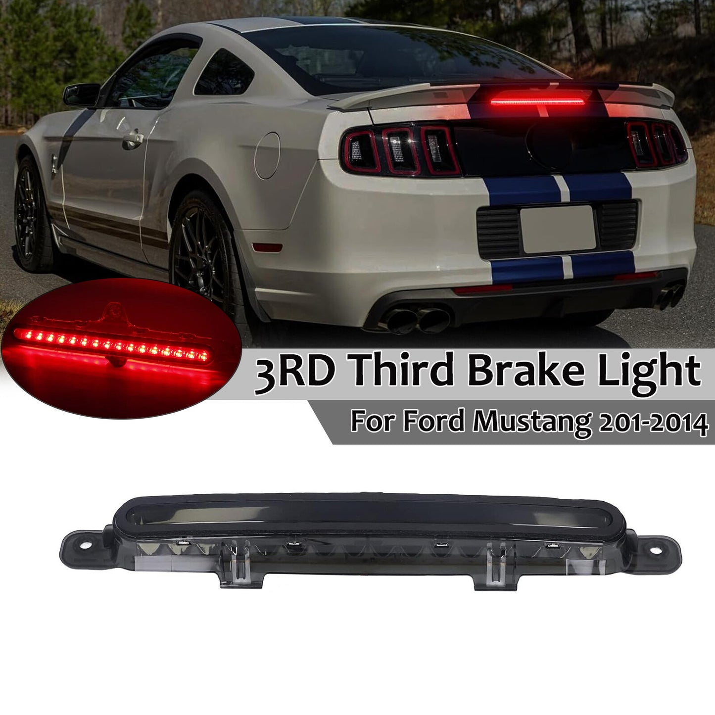For 2010-2014 for FORD for MUSTANG LED 3RD Third Brake Light Black Stop Lamp AR3313A613A
