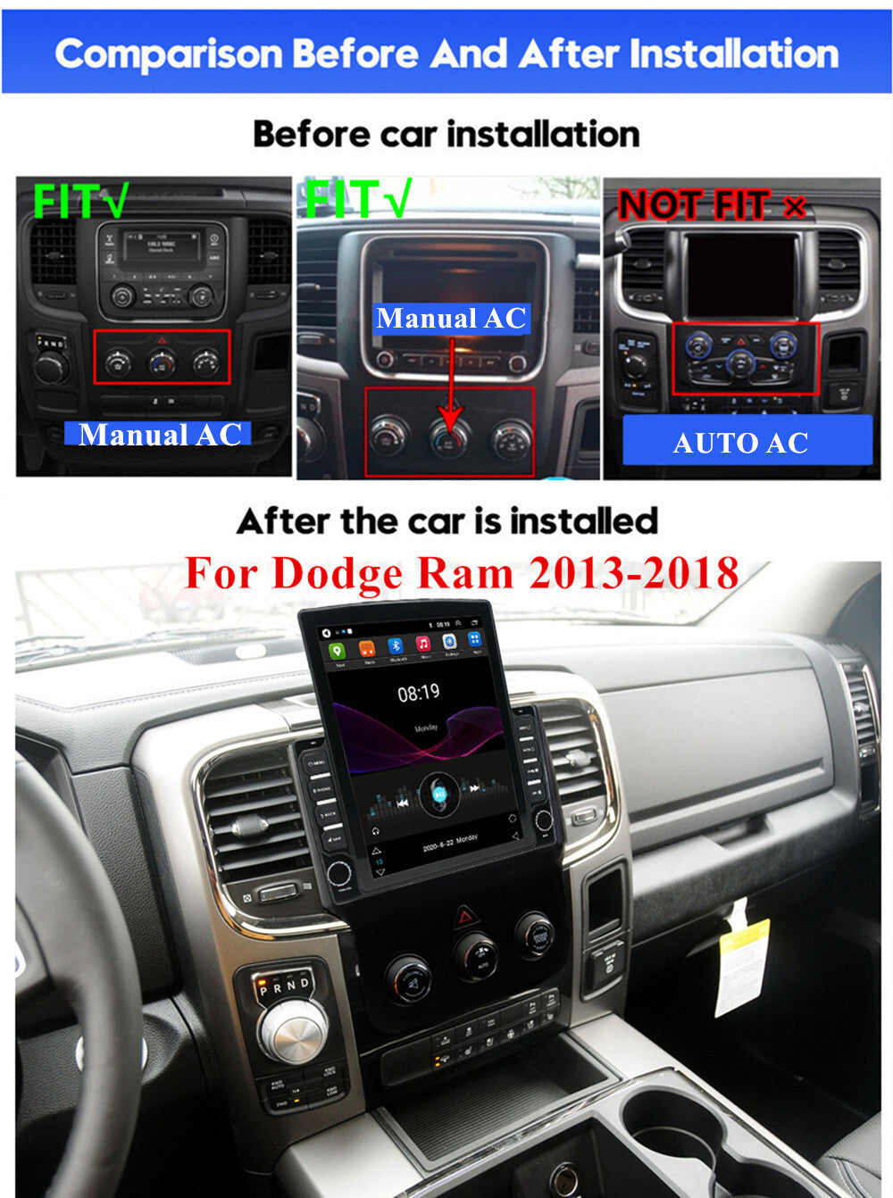 For 2013-2018 for Dodge for RAM 1500 2500- 5500 Stereo Radio GPS Nav Head Unit WIFI 9.7