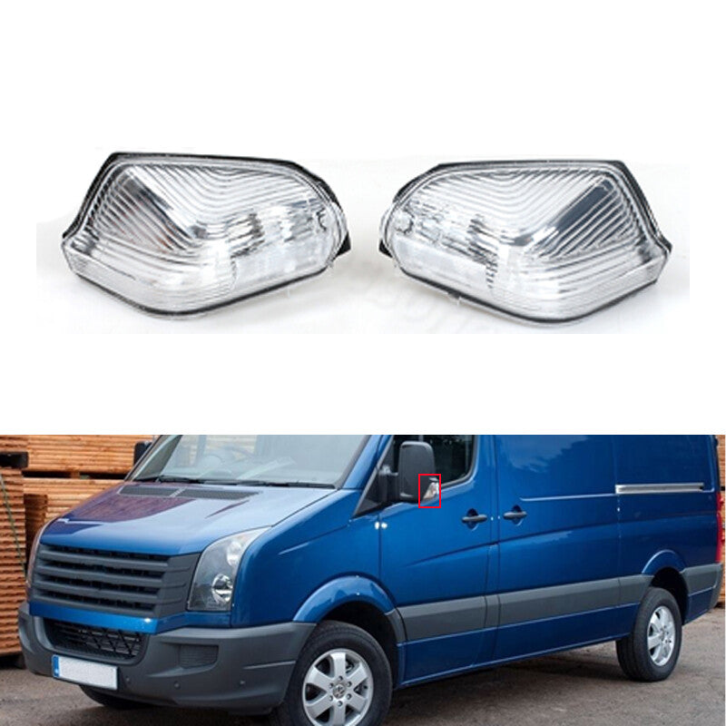 A pair of front mirror turn signals are compatible with for Volkswagen Crafter models from 2006 to 2017.