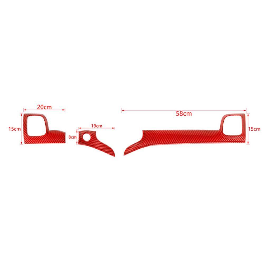 3x for Jeep Grand Cherokee 2011-21 Control Dashboard Panel Trim Red Carbon Fiber