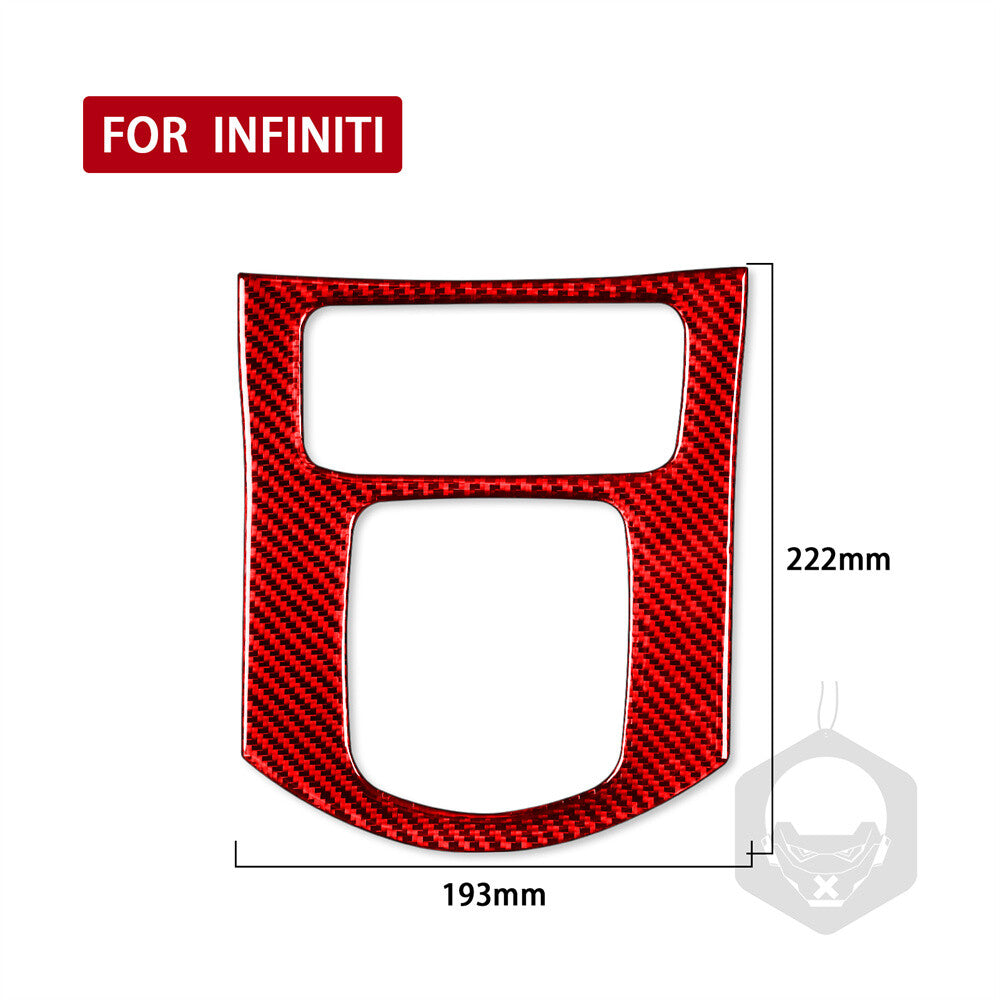 Red Carbon Fiber Central Control Gear Shift Panel Cover for Infiniti G37 2007-09
