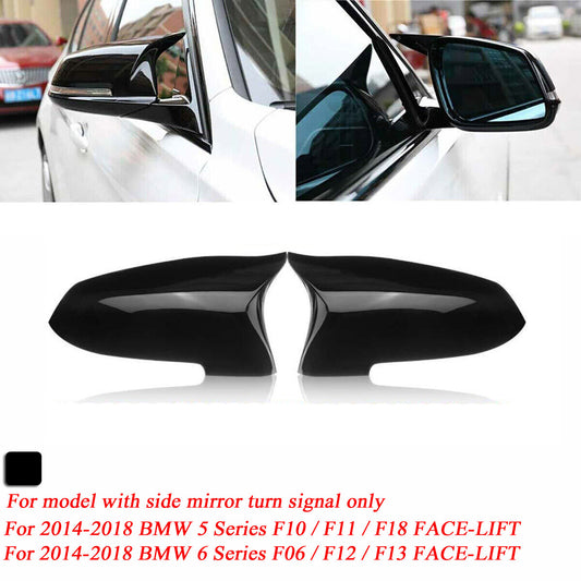 Mirror protector housing for 2014-2018 for BMW 5 Series F10 F11 F18 LCI, glossy black.