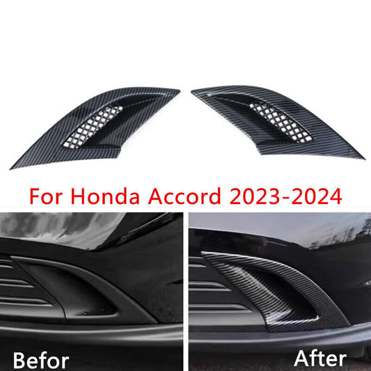 Carbon fiber Style ABS Front Bumper Fog Lamp Cover Trim for Honda Accord 2023-24