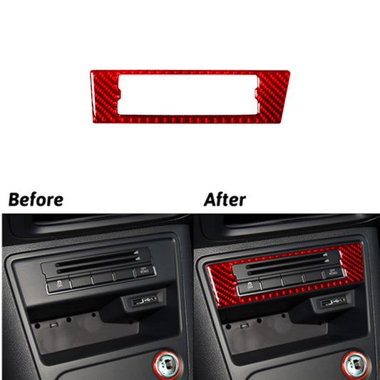 Carbon Fiber Central Control Memory Trim for Volkswagen for Tiguan Red