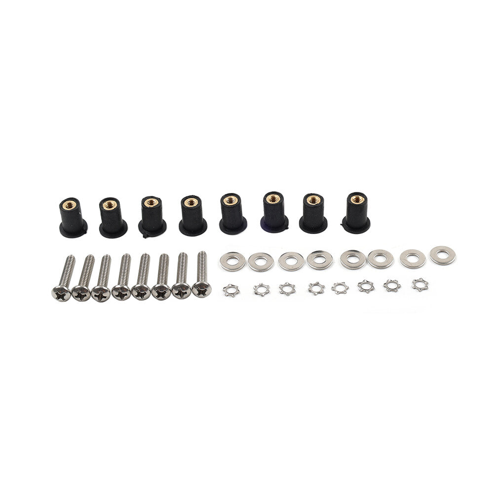 8PCS Headlight Bucket Nacelle Stainless Steel  Rubber Well Nut Kit for Harley