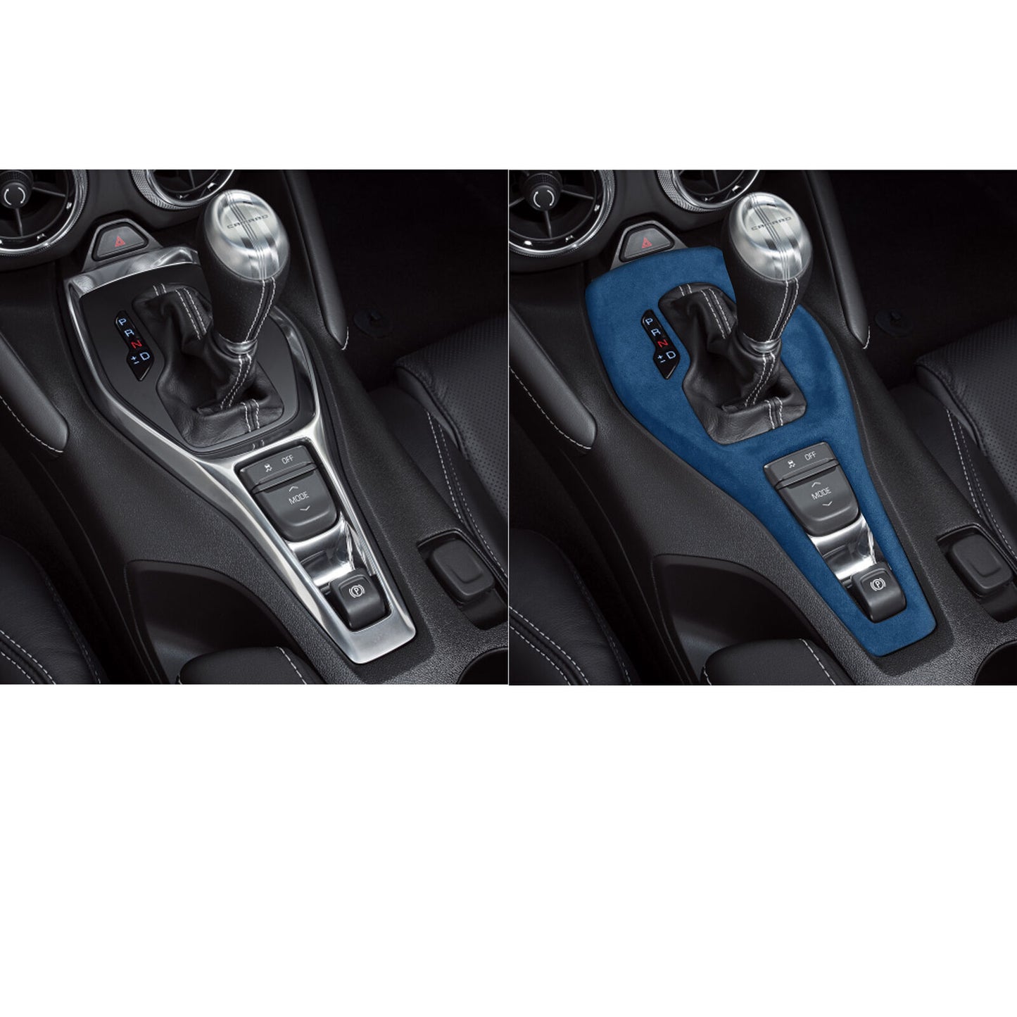 Console Gear Shift Frame Cover Trim Fit for Chevrolet Camaro 2016-20 Blue Suede