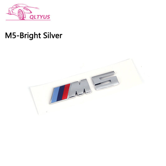 for BMW Silver Trunk Emblem M5 Small Lettering Decal Badge Set