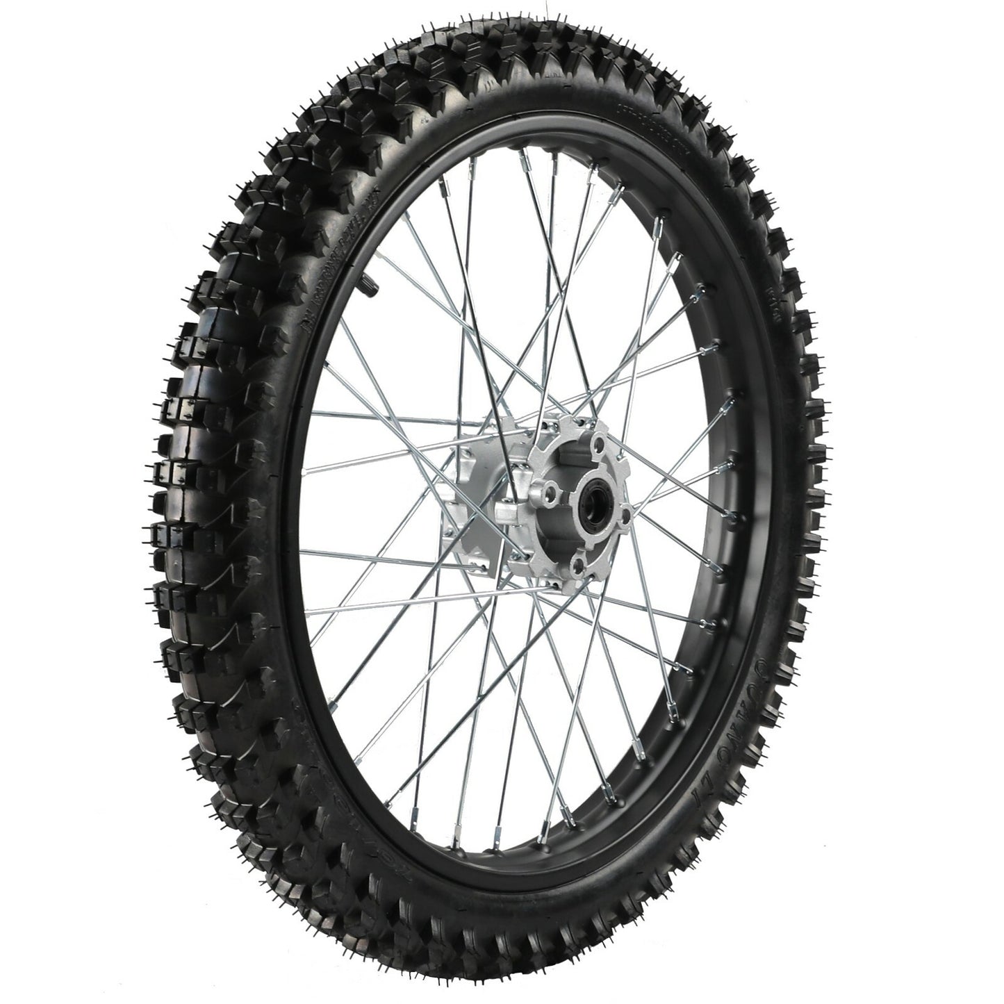 15mm 19-inch front wheel 70/100-19 rim assembly for 150cc and 200cc Apollo Pit bicycles.