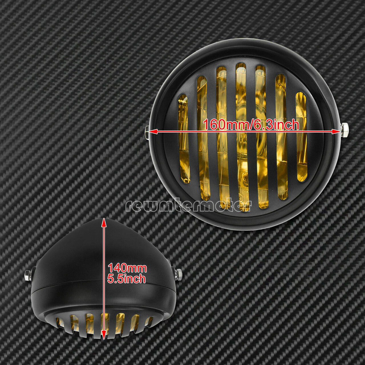 6.3 Retro Motorcycle Headlight Grill Amber Lens Cover Fit for Harley Cafe Racer
