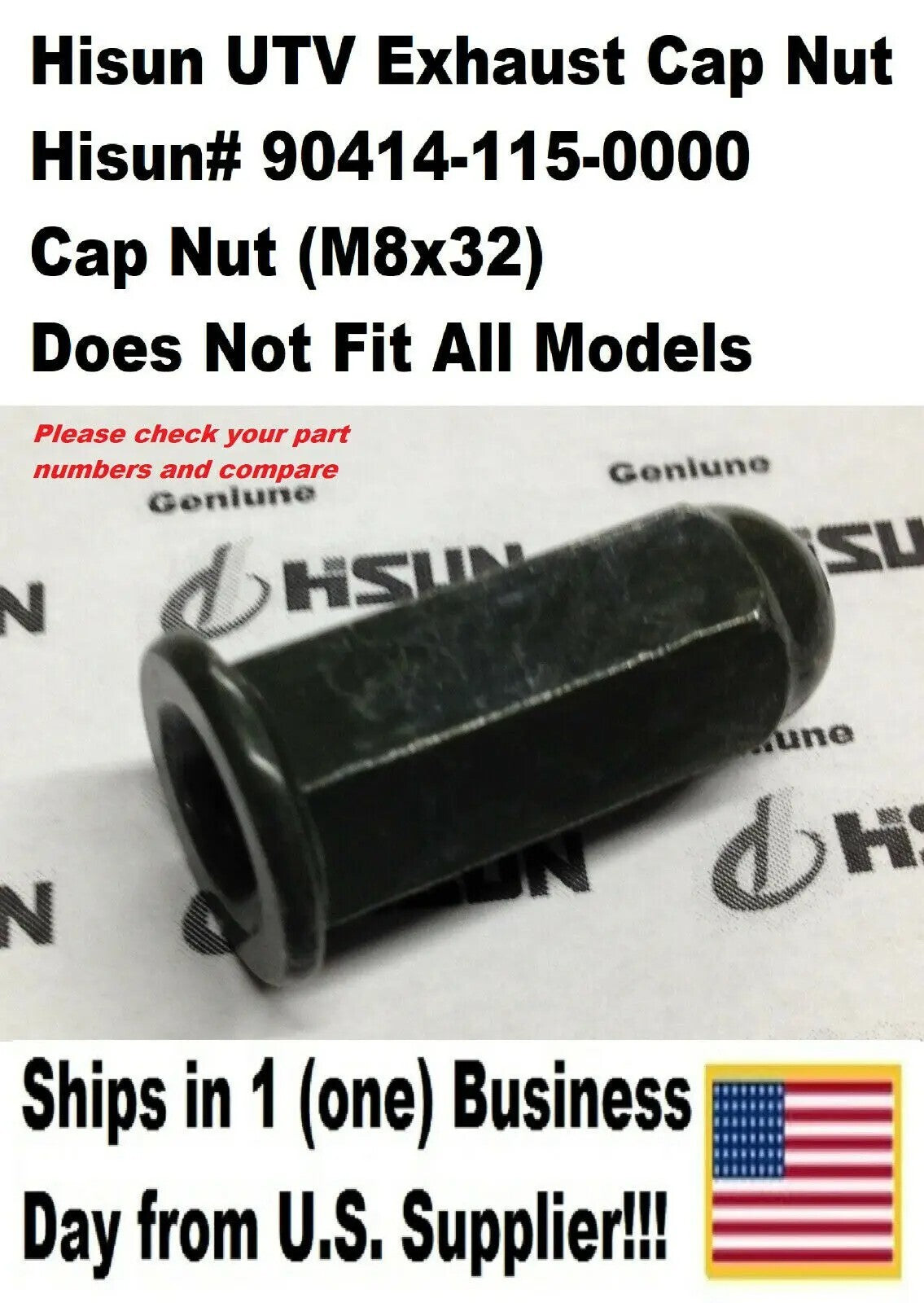 2PCS EXHAUST (MUFFLER) STUD CAP NUT M8X32 For Hisun UTV 500cc 700cc HS500 HS700