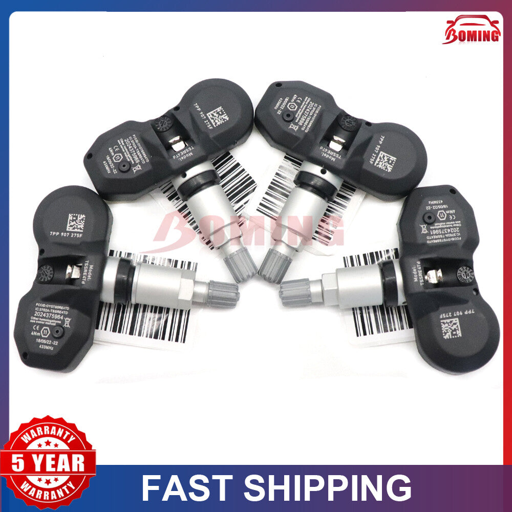 4-pack of Tire Pressure Sensors (TPMS) 7PP907275F, suitable for Audi for A4 , for A6 , for A8 , Q7, R8, and for Volkswagen 433MHz.