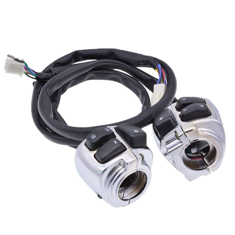 Chrome 1 Handlebar Control Switches+ Wiring Harness for Harley Sportster Dyna