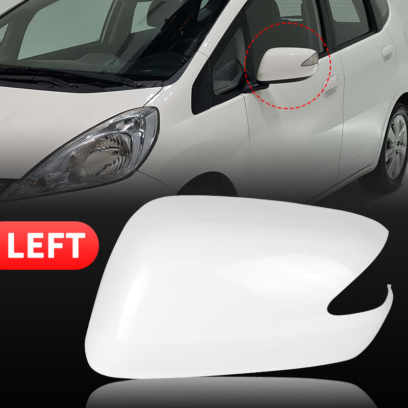 White Left Driver Side Rearview Mirror Cover Cap for Honda Fit Jazz 2009-2013