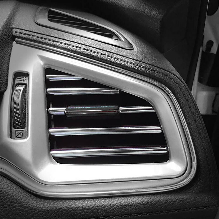 Car air conditioning socket decorative molding trim strip silver for Peugeot