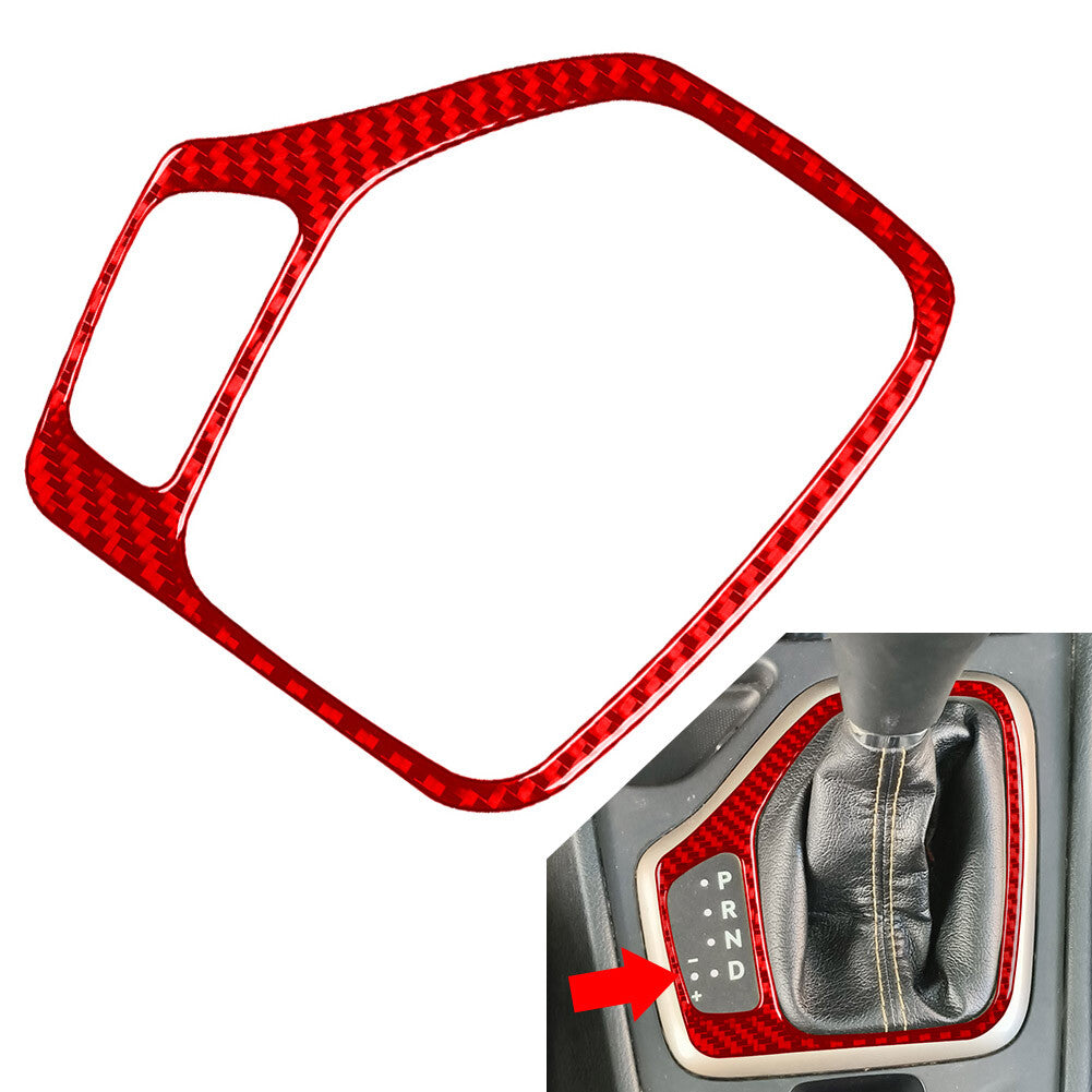 Carbon Fiber Red Gear Shift Panel Cover Trim for Jeep Cherokee 2014-2018