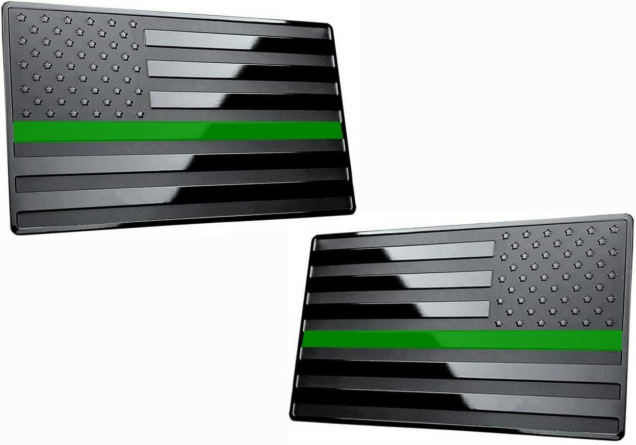 2-piece car side fender rear trunk badge American flag black and green for Cadillac