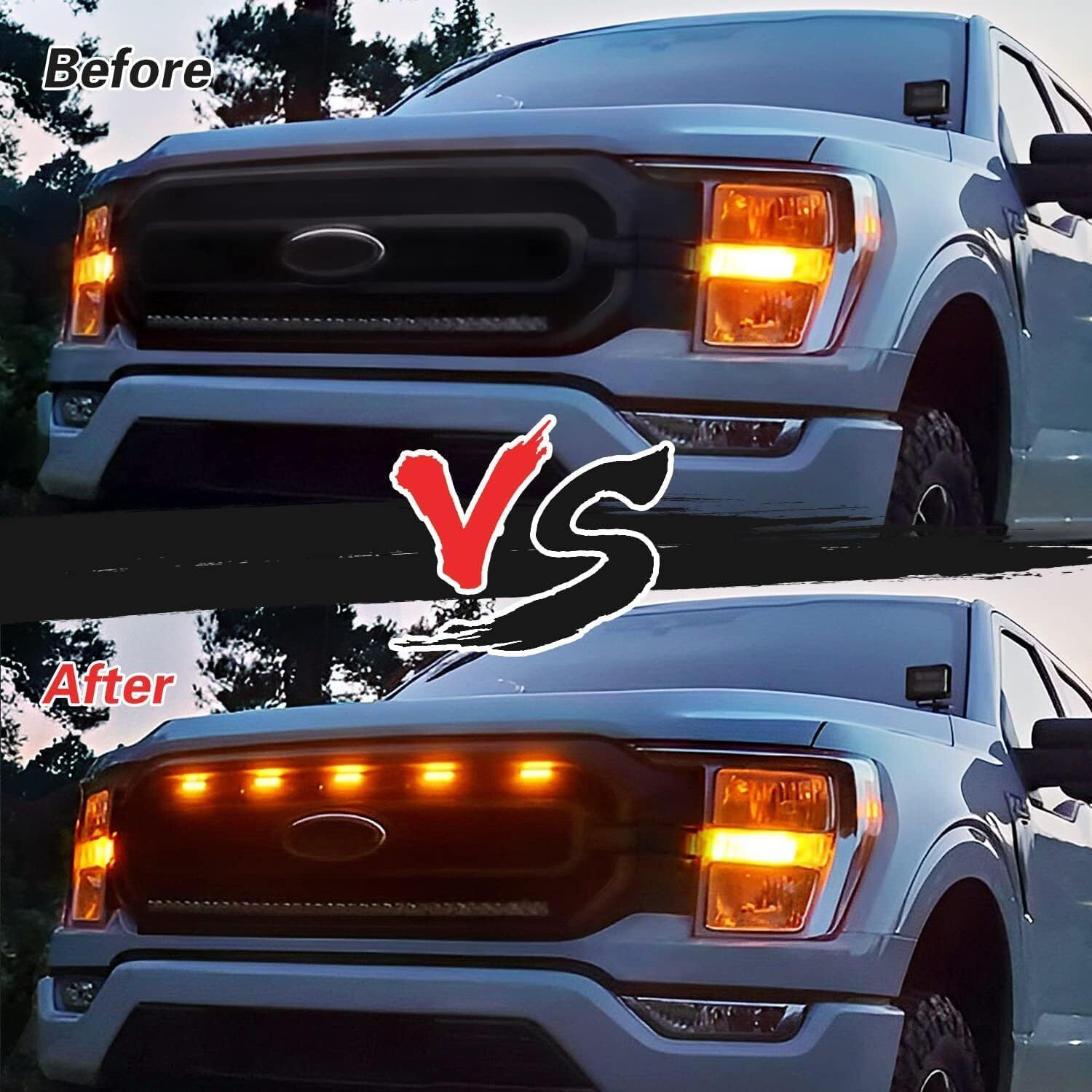 5x Smoke Lens For 2021-2023 for Ford F150 XL/XLT Sport LED Front Grille Light Amber