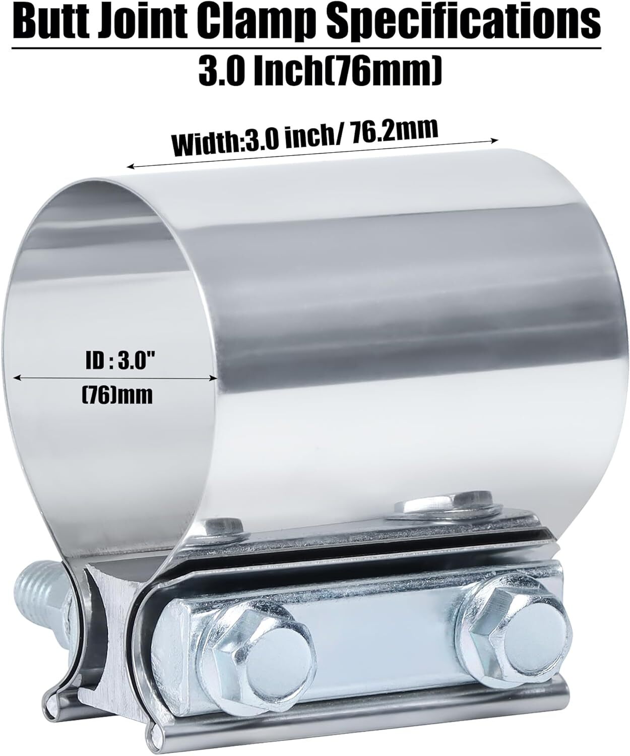 3-inch exhaust clip, 3-inch Butt connector, exhaust pipe muffler with jacketed coupler