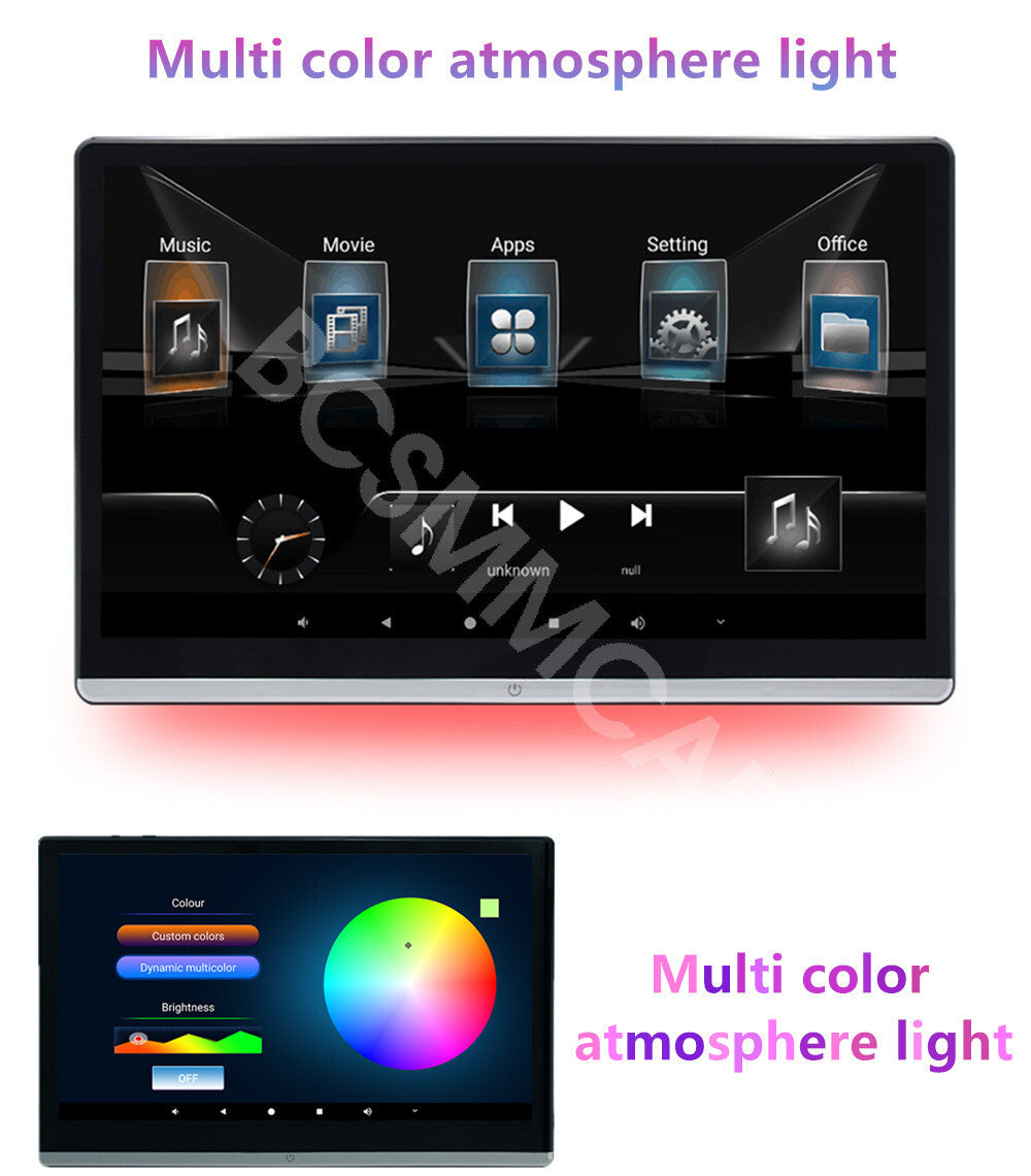 Car Headrest Monitor Bluetooth Touch Screen Rotatable Rear for Seat Video Player TV