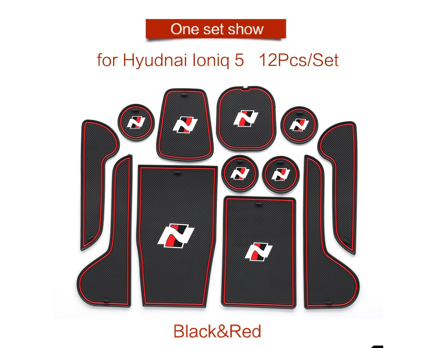 for Hyundai IONIQ 5 Anti-Slip Gate Slot Mat Door Groove Pad Cup Coaster Red