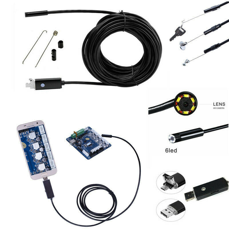 AUTO 2in1 Endoscope Android USB Inspection Camera 8MM Borescope Night Camera