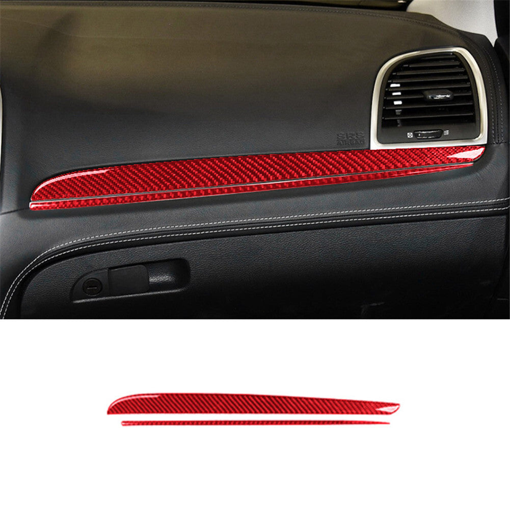 for Chrysler 300 2015-2017 2Pcs Passenger Dashboard Trim Strip Decor Cover Red