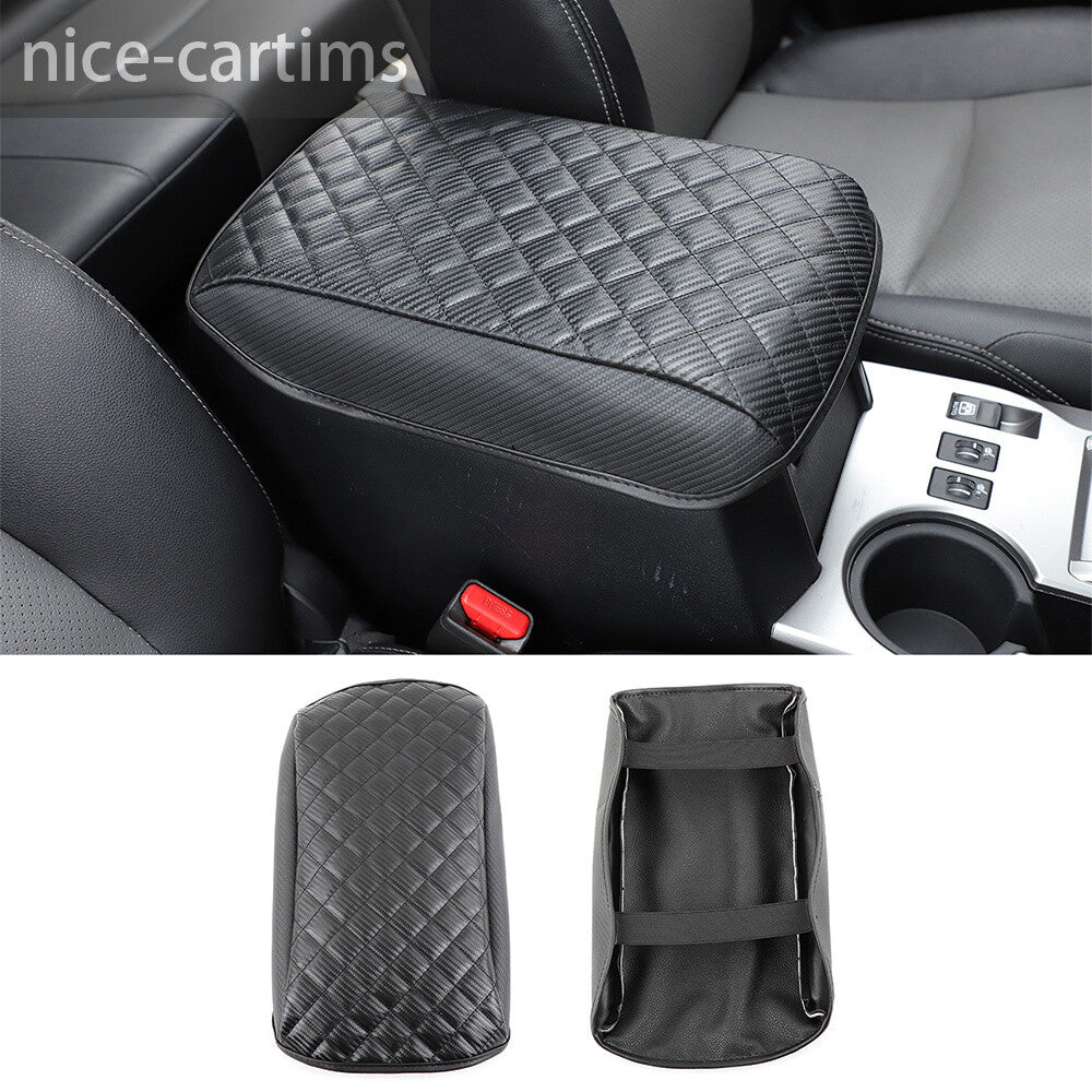 Carbon Fiber Console Armrest Cushion Pad Leather Cover For Toyot@ 4Runner 2017+