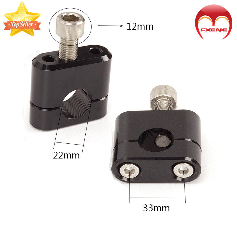 22mm Black CNC Handle Fat Rod Riser Mounting Clamp Adapter for Motorcycle Blanks